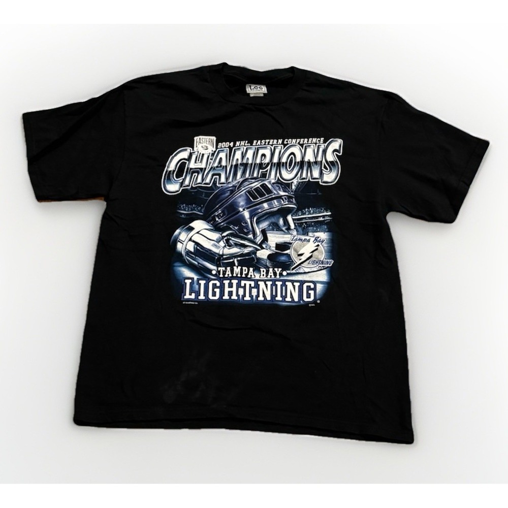 Vintage Tampa Bay Lightning Helmet Shirt Men L NHL Hockey Stanley Cup 2004 Rare
